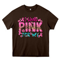 Chocolate Brown I wear pink for my custom name Cancer Awareness Heavy Core Tee - HowdyJamesFarm