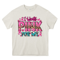 Cream I wear pink for my custom name Cancer Awareness Heavy Core Tee - HowdyJamesFarm