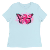 Baby Blue Cancer ribbon butterfly Cancer Awareness Ladies Tee - HowdyJamesFarm