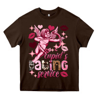 Chocolate Brown Cupid's dating service Valentine's Day Heavy Core Tee - HowdyJamesFarm