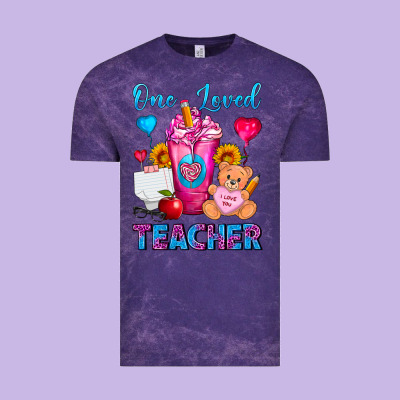 One Loved Teacher Valentines Day Cold Drink Frappe Vintage Tee Designed By Fadigitalartstudio