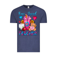 Vintage Denim One Loved Teacher Valentines Day Cold Drink Frappe Vintage Tee - FaDigitalArtStudio