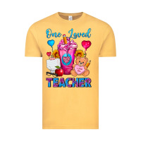 Vintage Mustard One Loved Teacher Valentines Day Cold Drink Frappe Vintage Tee - FaDigitalArtStudio