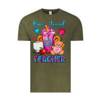 Vintage Olive One Loved Teacher Valentines Day Cold Drink Frappe Vintage Tee - FaDigitalArtStudio