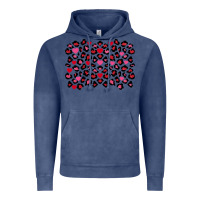 Vintage Denim valentines day leopard and heart background Vintage Hoodie - FaDigitalArtStudio