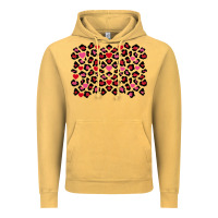 Vintage Mustard valentines day leopard and heart background Vintage Hoodie - FaDigitalArtStudio