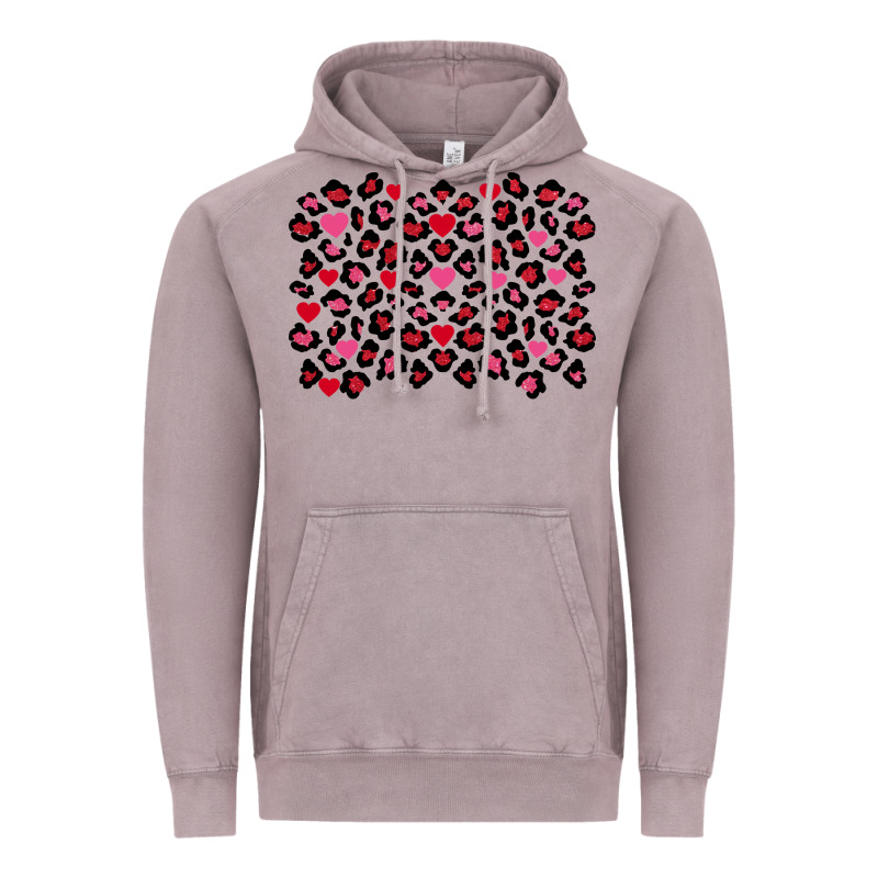 Valentines Day Leopard And Heart Background Vintage Hoodie by FaDigitalArtStudio | Teevron