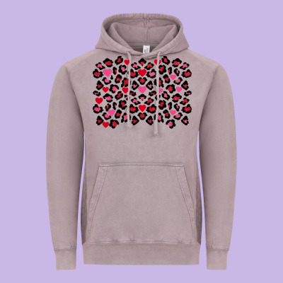 Valentines Day Leopard And Heart Background Vintage Hoodie Designed By Fadigitalartstudio