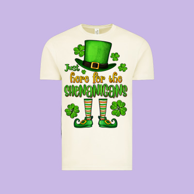 Just Here For The Shenanigans St. Patrick's Vintage Tee Designed By Oliviacreatesart