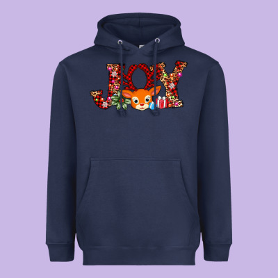 Joy Reindeer Heavyweight Hoodie Designed By Adodesignshop