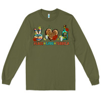 Army Green Peace Love Tequila Long Sleeve Tee - BundleAndBundleShop
