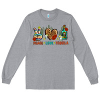 Heather Grey Peace Love Tequila Long Sleeve Tee - BundleAndBundleShop