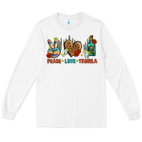 White Peace Love Tequila Long Sleeve Tee - BundleAndBundleShop