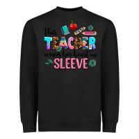 Black this teacher wears her heart on sleeve Heavyweight Sweatshirt - AdoDesignShop