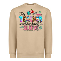 Mushroom this teacher wears her heart on sleeve Heavyweight Sweatshirt - AdoDesignShop