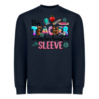 Navy this teacher wears her heart on sleeve Heavyweight Sweatshirt - AdoDesignShop