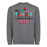 Storm this teacher wears her heart on sleeve Heavyweight Sweatshirt - AdoDesignShop