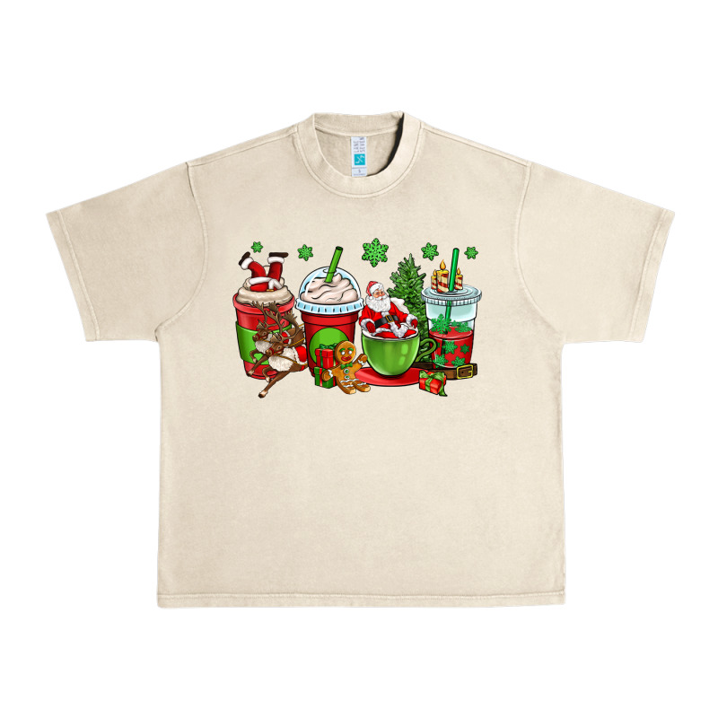 Christmas Santa Claus Coffee Cups Urban Heavy Tee by OliviaCreatesArt | Teevron