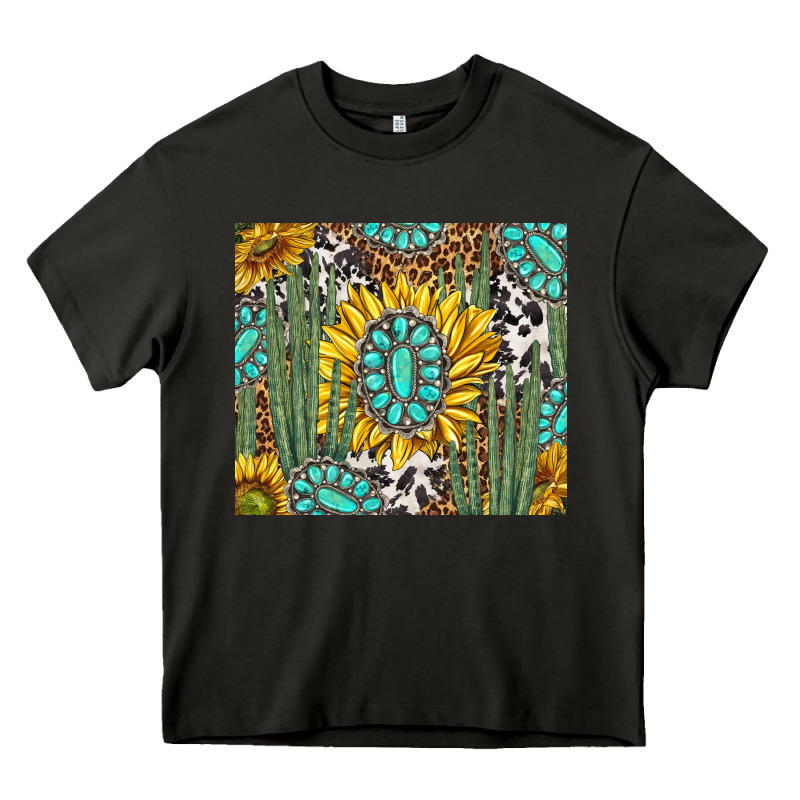 Western Cactus With Sunflowers And Turquoise Tumbler Tbs Heavy Core Tee by TumblerDesignByShophia | Teevron