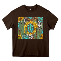 Chocolate Brown western cactus with sunflowers and turquoise tumbler tbs Heavy Core Tee - TumblerDesignByShophia