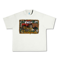Pistachio Merry Christmas Farm Tractor Urban Heavy Tee - RanaPortraitStore