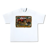 White Merry Christmas Farm Tractor Urban Heavy Tee - RanaPortraitStore