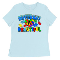 Baby Blue Different is beautiful Autism Ladies Tee - CowGirlArtShop