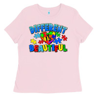 Bubblegum Pink Different is beautiful Autism Ladies Tee - CowGirlArtShop