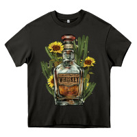 Asphalt Western whiskey bottle Heavy Core Tee - HowdyJamesFarm