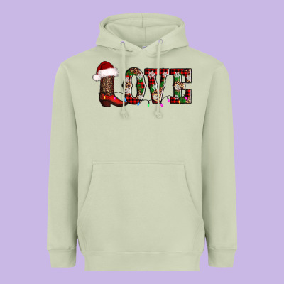 Love Christmas Boots Heavyweight Hoodie Designed By Adodesignshop