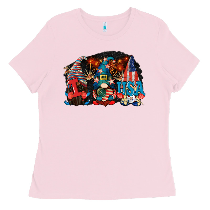 I Love Usa Gnomes 4th Of July Ladies Tee by CowGirlArtShop | Teevron