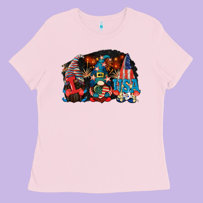 I Love Usa Gnomes 4th Of July Ladies Tee Designed By Cowgirlartshop