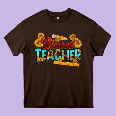 Blessed Teacher Heavy Core Tee Designed By Ranaportraitstore
