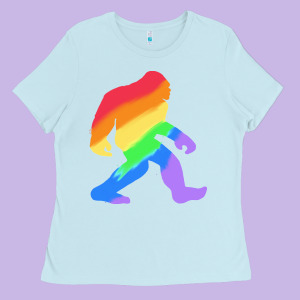 Bigfoot T  Shirt Rainbow Bigfoot T  Shirt Ladies Tee Designed By Linhvisuals