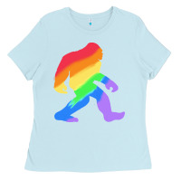 Baby Blue bigfoot t  shirt rainbow bigfoot t  shirt Ladies Tee - linhVisuals