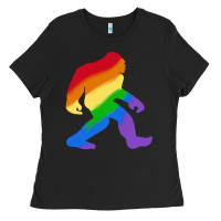 Black bigfoot t  shirt rainbow bigfoot t  shirt Ladies Tee - linhVisuals