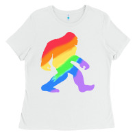 White bigfoot t  shirt rainbow bigfoot t  shirt Ladies Tee - linhVisuals