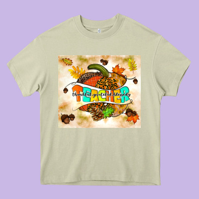 Fall Teacher Pumpkin Heavy Core Tee Designed By Tumblerdesignbyshophia