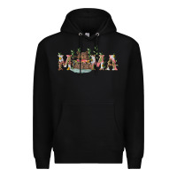 Black Mama with bear and daisy Premium Hoodie - RanaPortraitStore