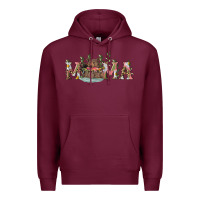 Burgundy Mama with bear and daisy Premium Hoodie - RanaPortraitStore