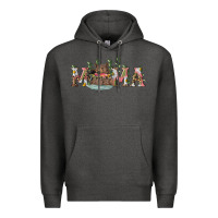 Charcoal Heather Mama with bear and daisy Premium Hoodie - RanaPortraitStore