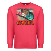 Cardinal cowgirl hat flowers leopard and  leather Premium Sweatshirt - AdoDesignShop