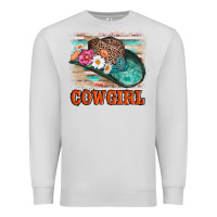 Dove Grey cowgirl hat flowers leopard and  leather Premium Sweatshirt - AdoDesignShop