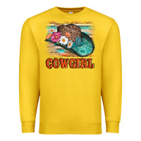 Lemon cowgirl hat flowers leopard and  leather Premium Sweatshirt - AdoDesignShop