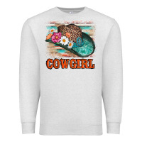 Oatmeal Heather cowgirl hat flowers leopard and  leather Premium Sweatshirt - AdoDesignShop