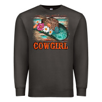 Smoke cowgirl hat flowers leopard and  leather Premium Sweatshirt - AdoDesignShop