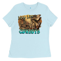 Baby Blue Long live Cowboys boots hat Ladies Tee - HowdyJamesFarm