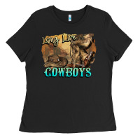 Black Long live Cowboys boots hat Ladies Tee - HowdyJamesFarm