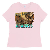 Bubblegum Pink Long live Cowboys boots hat Ladies Tee - HowdyJamesFarm