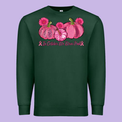 In October We Wear Pink Pumpkins Premium Sweatshirt Designed By Adodesignshop